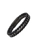 Black IP Stainless Steel, Leather, Lapis Lazuli & Lava Layered Bracelet