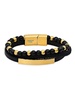 18K Goldplated Stainless Steel, Black Lava & Leather Tri Strand Bracelet