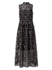 Geometric Metallic Tulle Mock Turtleneck Midi-Dress