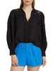 Linen Lace-Paneled Blouse