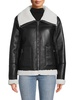 Faux Shearling Trim Moto Jacket