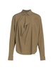 Long-Sleeve Draped-Front Top