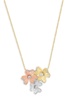 14K Tri Tone Gold & 0.63 TCW Diamond Flower Pendant Necklace