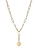 14K Yellow Gold Heart Paperclip Lariat Necklace