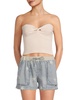 Ribbed Twist Front Strapless Top