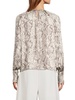 Snake-Print Long Sleeve Plisse Blouse