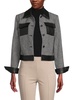 Houndstooth Faux Leather Trim Jacket