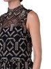 Geometric Metallic Tulle Mock Turtleneck Midi-Dress