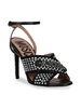 Crystal Logo Satin Heel Sandals