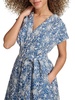 Kensie Faux-Wrap Embroidered Chambray Midi-Dress