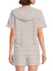 Striped Short Sleeve Hooded Top