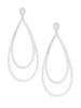 White Rhodium-Plated & Cubic Zirconia Double Oblong Drop Earrings