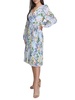 Floral Pleated Faux Wrap Midi Dress