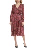 womens faux wrap midi fit & flare dress