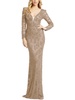 womens embellished plunge evening dress