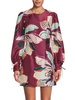 deva mini dress in plum jungle floral
