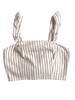 women's striped cotton blend ruffle crop top in white
