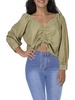 plus womens cotton ruched cropped