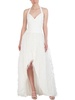 womens hi-low feather evening dress