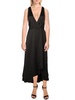 alessia womens v neck layered hem midi dress