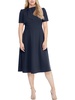 womens tie neck calf midi dress