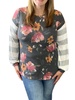 floral and stripes top in gray