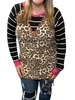 leopard long sleeve tee in pink/brown/black