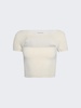 boucle v-neck short sleeve tee with cutout