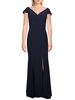 womens cap sleeve fluted evening dress