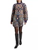 pineapple ikat knit dress in blue