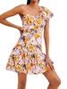 kylie one shoulder mini dress in multi