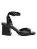 nyack slide women's 11 black leather ankle strap heeled sandal zpo1274