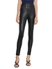 button-front leather legging in black