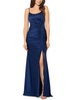 womens ruched scoop neck evening dress