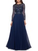 petites womens mesh maxi evening dress