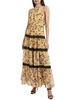 womens maxi lace trim halter dress