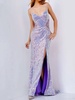 sequin gown in lilac
