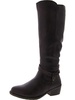 anissa womens faux leather block heel knee-high boots