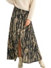 multi pattern long skirt in black/tan