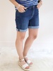 denim rolled up cuff shorts in medium wash