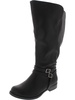 bay plus womens faux leather wide calf mid-calf boots