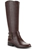 maliaa womens faux leather buckle mid-calf boots