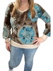 v-neck sweater in mocha/turquoise