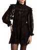 flowered organza mini dress in black