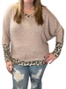 dolman with leopard accents tee in gold