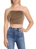 womens pleated cropped strapless top
