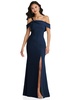 one-shoulder draped cuff maxi dress with front slit