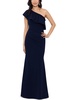 womens ruffle trim long evening dress