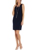 petites womens contrast trim polyester sheath dress