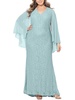 plus womens lace capelet evening dress